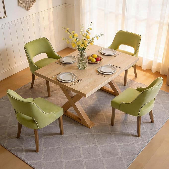 ClinQ Wooden Dining Chairs Set of 4, Modern Fabric Upholstered Kitchen Chairs...