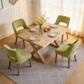 ClinQ Wooden Dining Chairs Set of 4, Modern Fabric Upholstered Kitchen Chairs Dining Chair, Mid Century Modern Chair for Kitchen Dining Room, Farmhouse Kitchen Chairs, Light Green-Walnut Legs