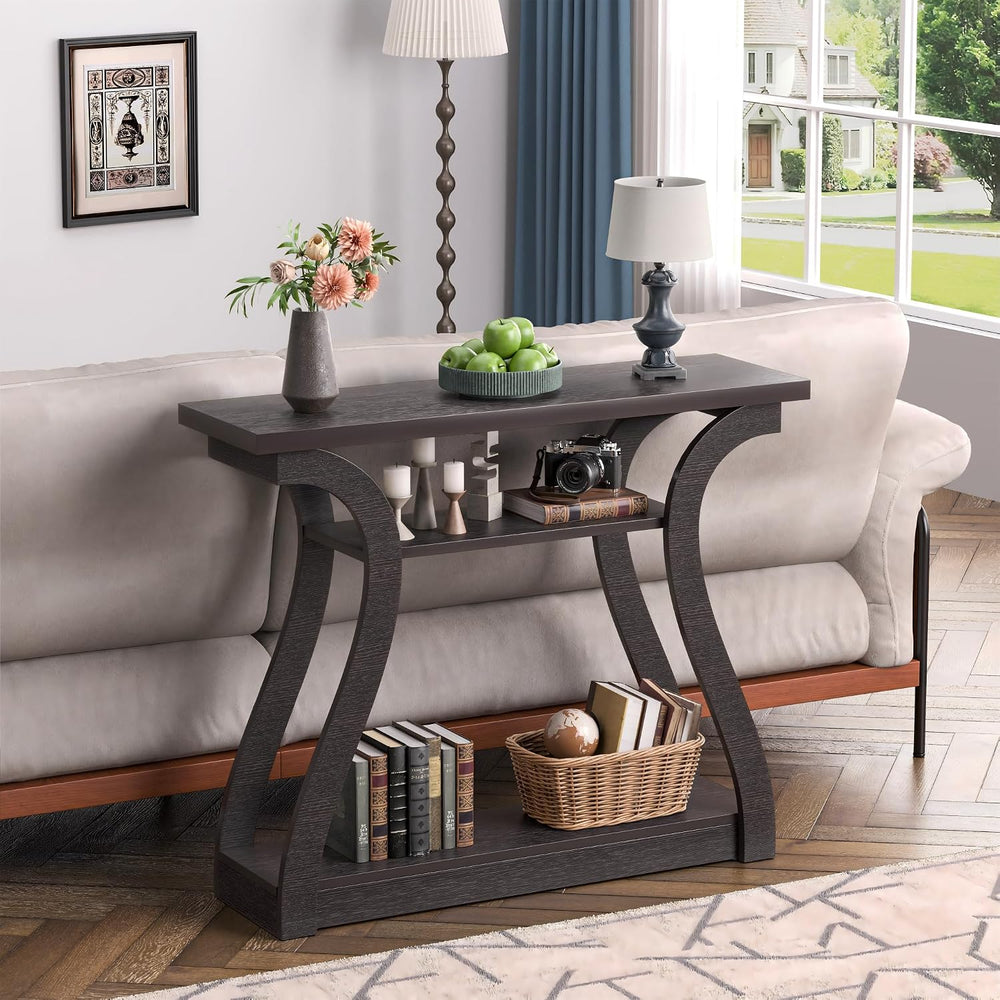 47" Narrow Console Table, Entry Table with Curved Legs, Sofa Table | Woo...