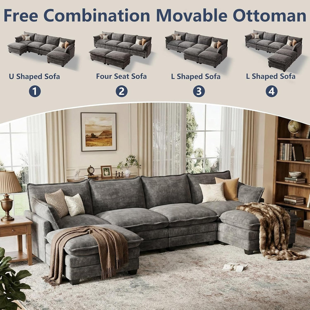 U Shaped Modular Sectional Couch, Comfy Sofa for Living Room | Comfortable Fo...