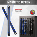 ALOANES 3-Piece Magnetic Socket Organizer, Heavy Duty Aluminum Socket Rails Organizer, 360° Swivel Clips Socket Holder Kit for Tool Box, 1/2-Inch Socket Holder x 36 Clips (Blue)