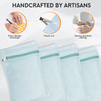 4 Piece Blue Small, Durable Organic Cotton Mesh Laundry Bag with Strong Zipper and Breathable Mesh, Delicate Laundry Bag for Underwear, Clothes, Pants and Socks