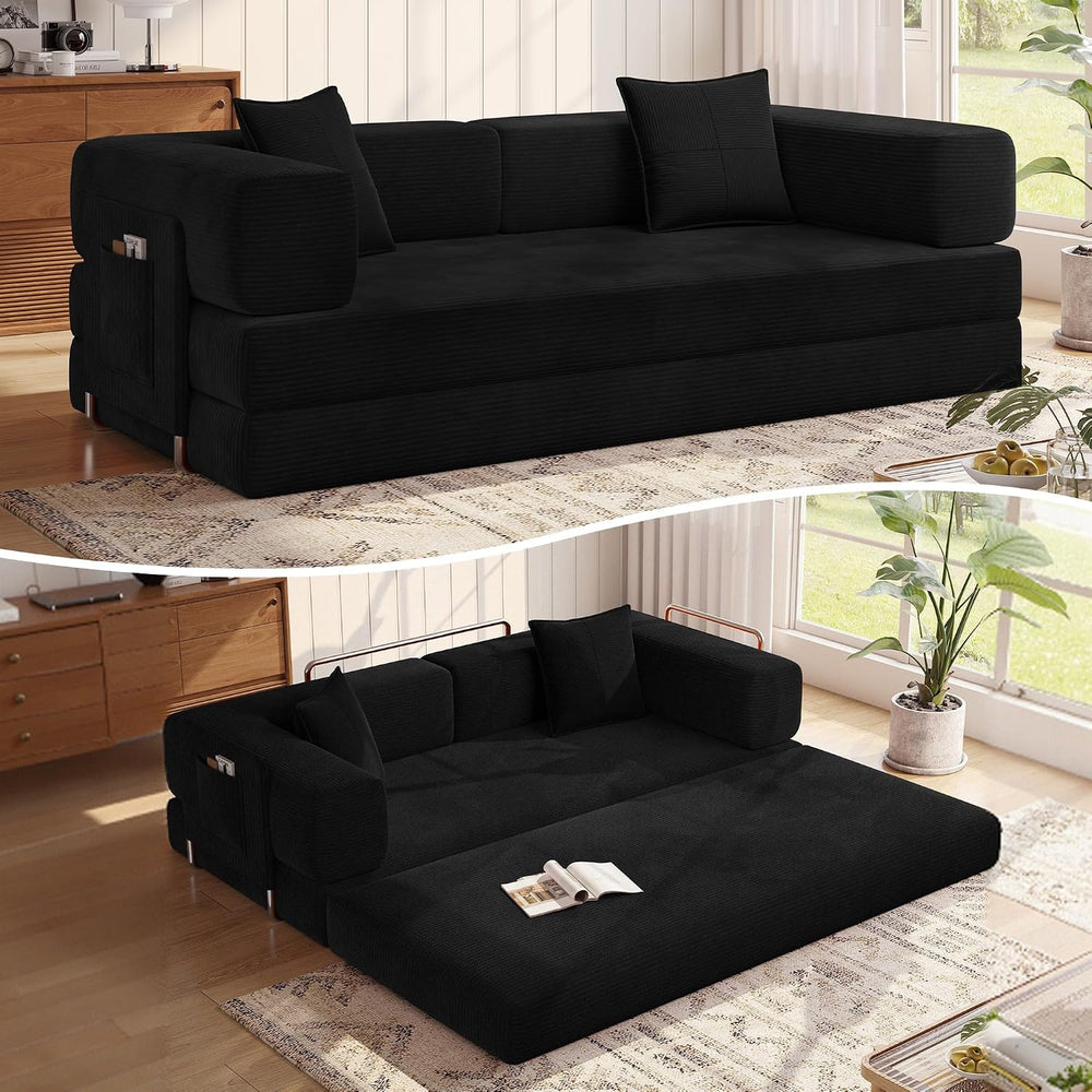 MoonSpeak 78.8'' Futon Sofa Bed, Couches for Living Room | Corduroy C...