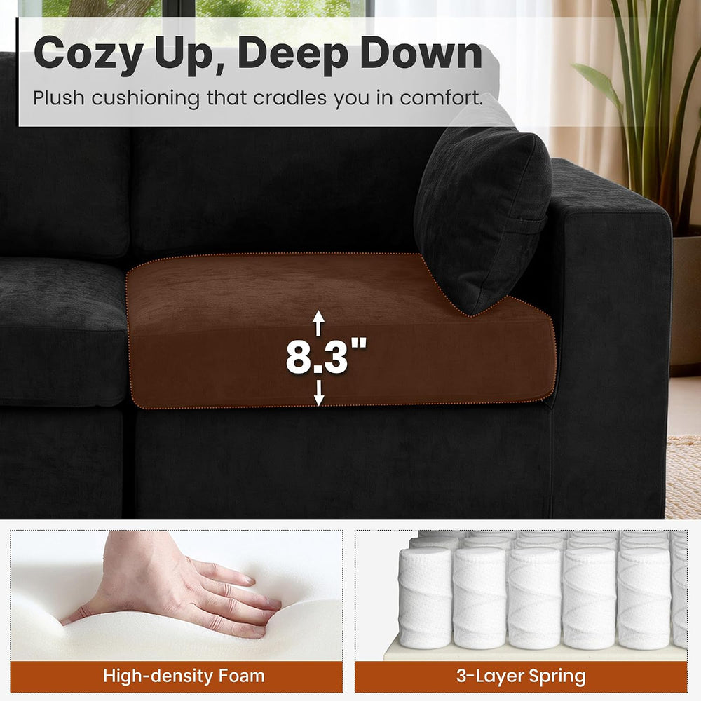 Oversized Sectional Sofa Set, Extra Large Modular Couch with Ottoman, Premium...