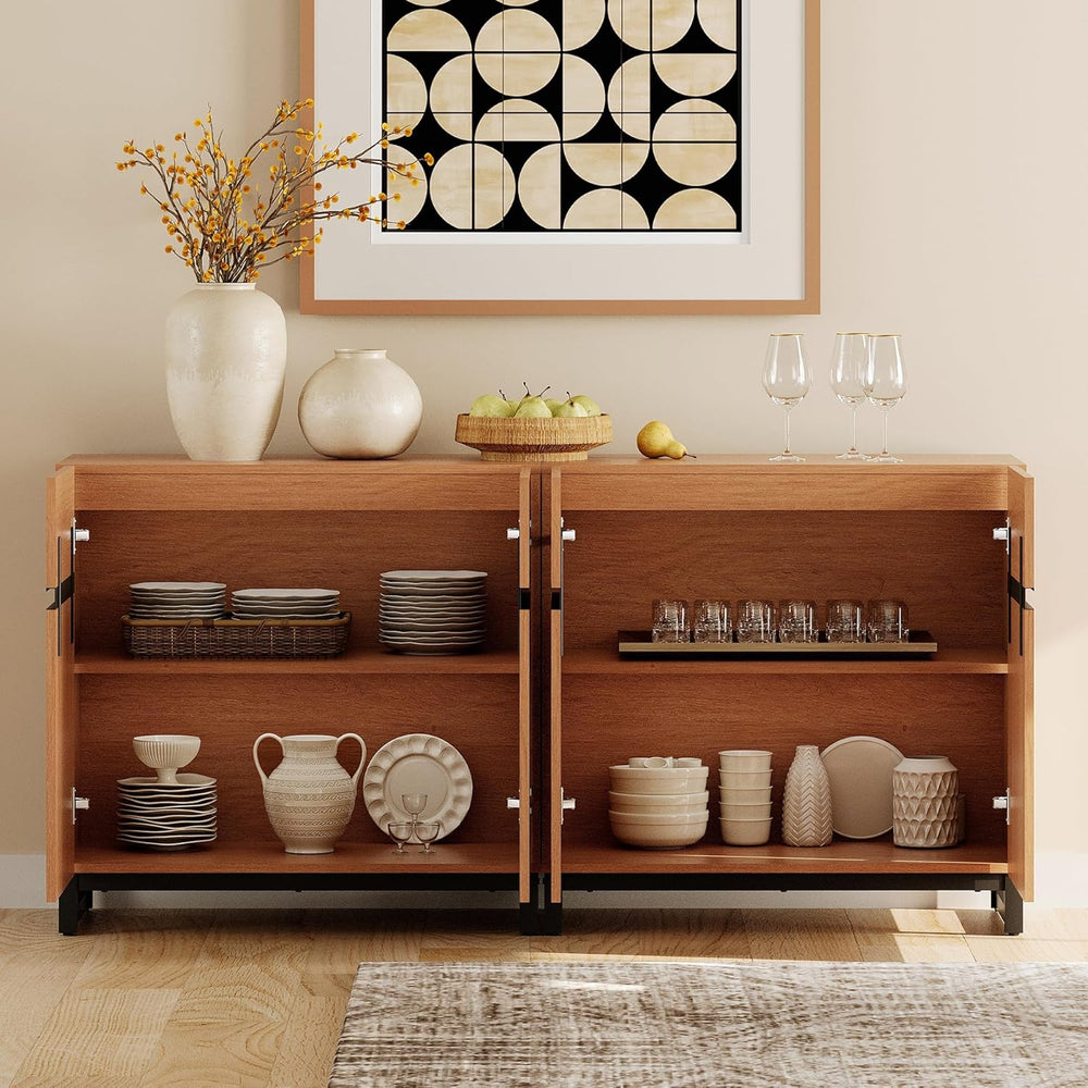 WAMPAT Sideboard Buffet Cabinets, Modern Sideboard with Adjustable Shelf and ...