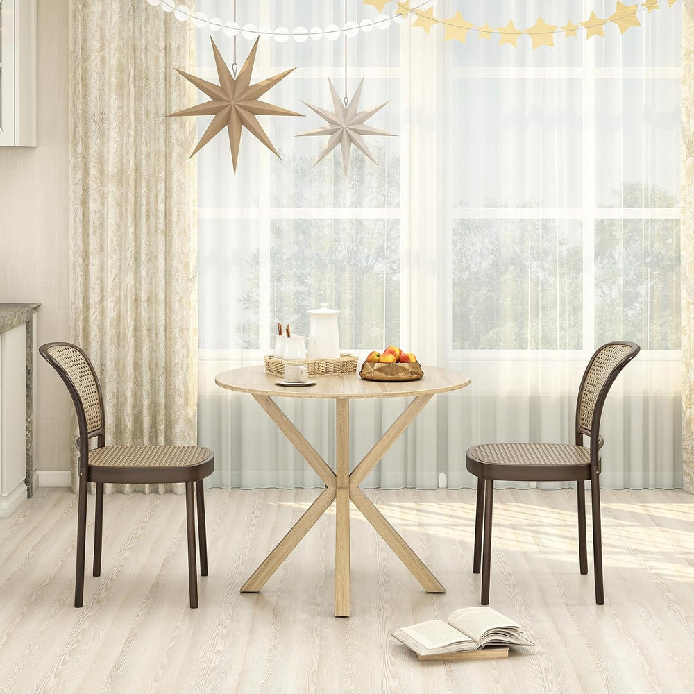 Giantex 36" Round Dining Table for 4, Farmhouse Kitchen Table with Rubbe...