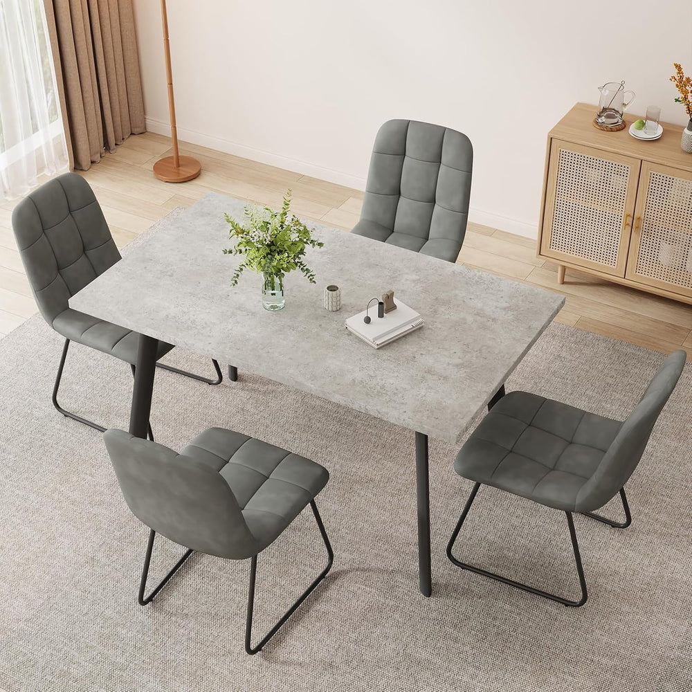 ZckyCine 46.5" Modern Grey Dining Table Set for Small Spaces, 5-Piece Se...