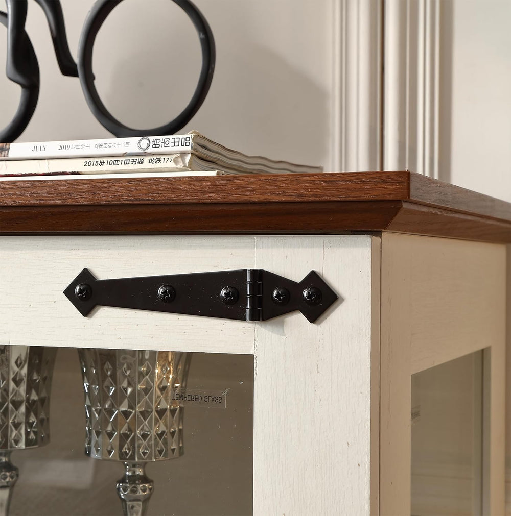 FOREST GRAVITY 31.5'' Small Display Buffet Cabinet with Glass Doors f...