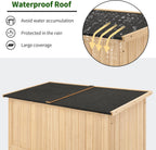 MCombo Outdoor Storage Cabinet, Wooden Storage Shed with Latch, Outside Garden Tool Shed with 2 Doors for Patio Yard Lawn, 1900 (Natural, Large)