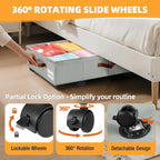 2 Pack Under Bed Storage with Wheels – 30.5×17×5.5 Inch, Underbed Storage with Sturdy Sidewalls/Bottom, Clear Cover, Label and PU Handle, Rolling Under Bed Drawers for Clothes, Shoes, Toys, Blankets