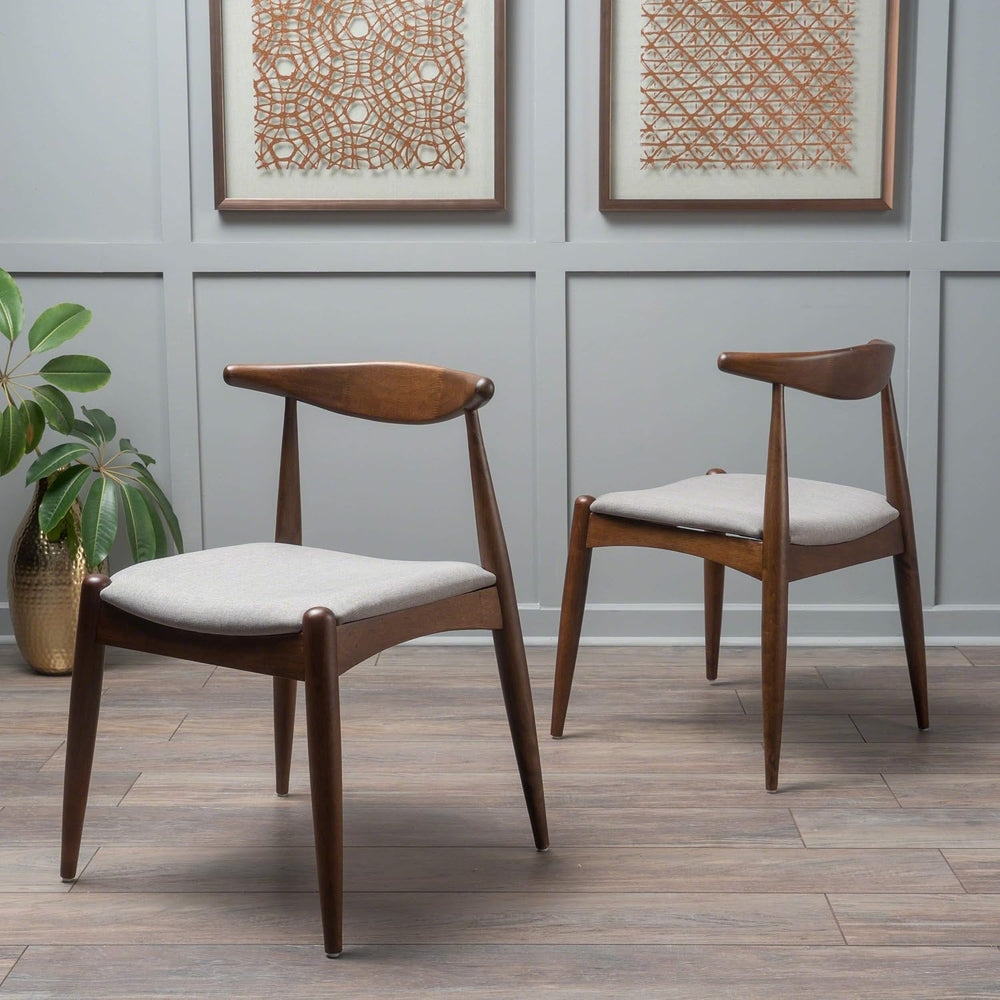 Christopher Knight Home Francie Fabric with Walnut Finish Dining Chairs, 2-Pc...