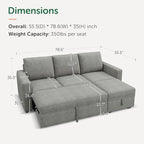 HONBAY Modular Sectional Sleeper Sofa with Pull Out Bed, L Shaped Sofa with Storage, Modular Sectional Couches for Living Room, Warm Grey