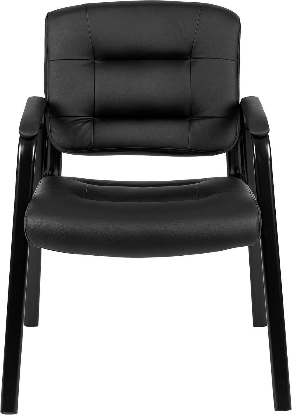 Flash Fundamentals Black LeatherSoft Executive Reception Chair with Black Met...