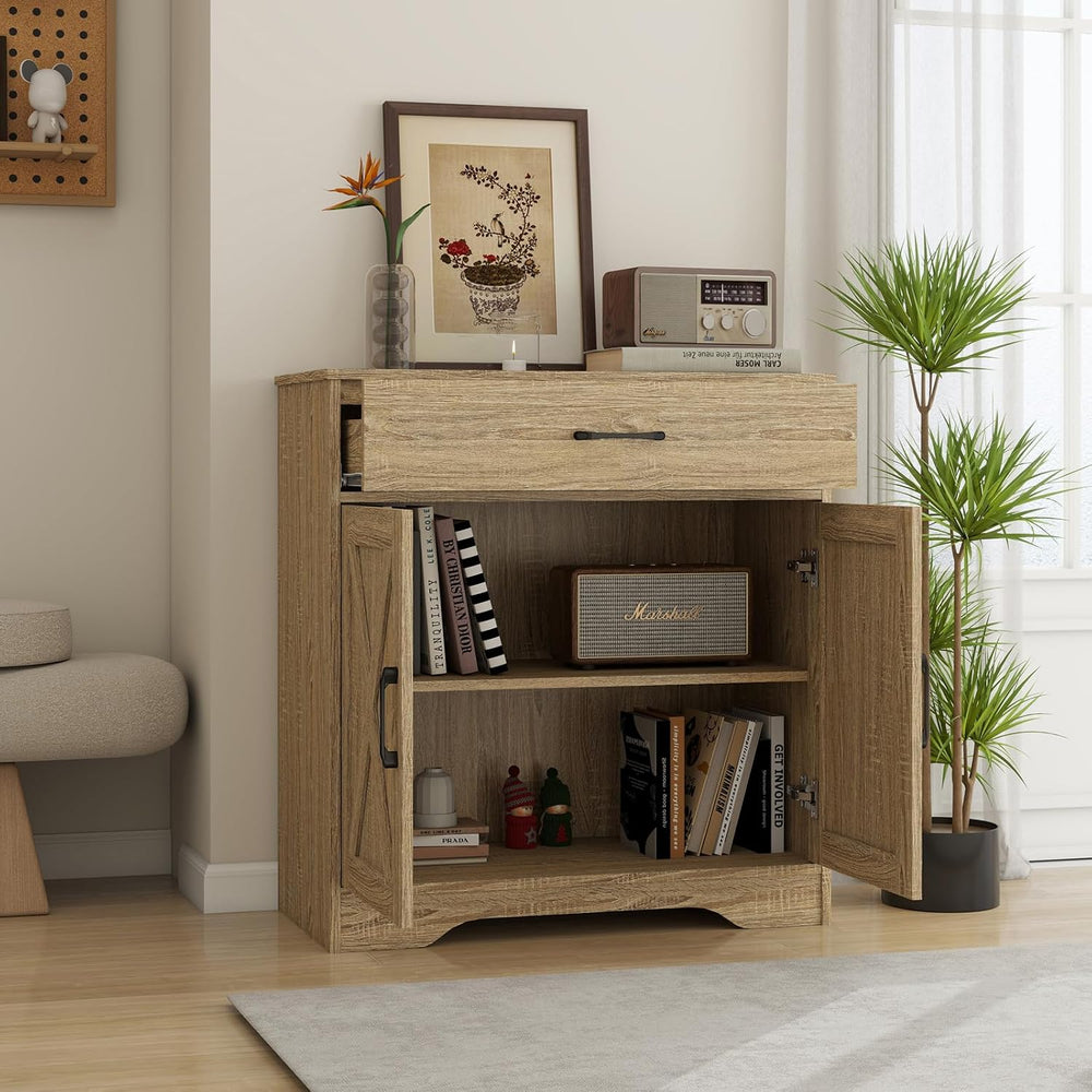 Panana Wooden Cabinet 1 Drawer and 2 Doors Storage Cupboard Coffee Bar Sidebo...