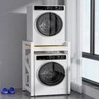 Over The Washer and Dryer Storage Shelf, Widen & 3 Height Adjustable Stacking Rack, Space Saver Washer Dryer Stacking Kit, Thicker Metal Washer Shelf for within 29.5" width (White, 29.5 Inch)