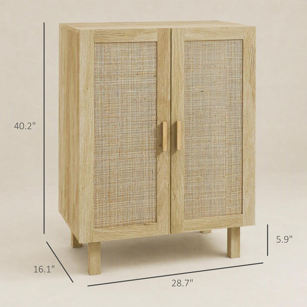 HOMCOM Boho Sideboard Buffet Cabinet, Coffee Bar Cabinet with 2 Rattan Doors ...