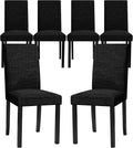 CHUN YI Upholstered Dining Chairs Set of 6, Fabric Dining Room Chairs with Solid Wood Legs, Modern Parson Chairs for Kitchen, Restaurant, Hotel, Black