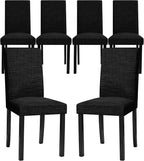 CHUN YI Upholstered Dining Chairs Set of 6, Fabric Dining Room Chairs with Solid Wood Legs, Modern Parson Chairs for Kitchen, Restaurant, Hotel, Black