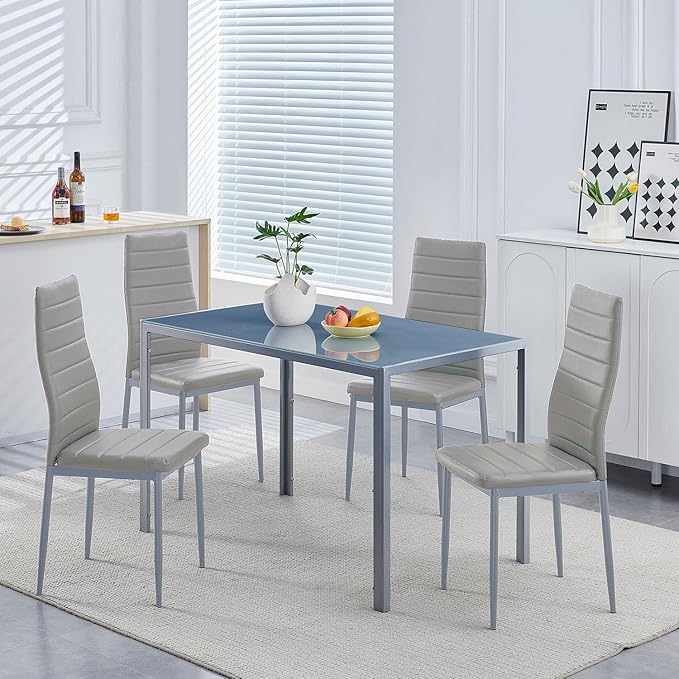 PU Dining Chairs Set of 4, Modern Kitchen & Dining Room Chairs Faux Leath...