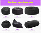 Hobestluk 6FT Bean Bag Chair Large Beanbag Lounger with Removable Cover Adult Bean Bag Chair with Portable Handle Desgin for Living Room Bedroom (Black, 6FT)