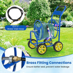 Goplus Garden Hose Reel Cart, 300 FT of 5/8" Large Capacity, Heavy-Duty Metal Hose Cart w/ 4 Wheels, Storage Basket, Portable Water Hose Organizer for Outside Yard, Outdoor Planting Tool (Green)