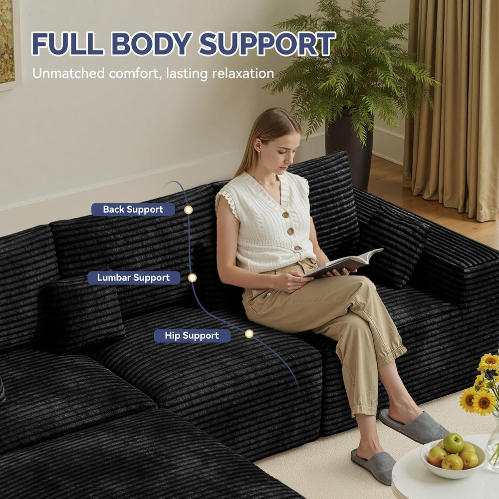 113" L-Shaped Couch, Modern Modular Sectional Sofa with Deep Seat, Conve...