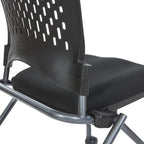 Office Star Deluxe Ventilated Plastic Wrap Around Back Folding Nesting Chair 2 Pack, Coal FreeFlex Fabric