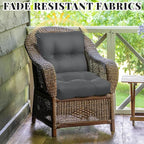 Geetery Outdoor Chair Cushions Set of 4 for Patio Lawn Furniture Wicker Rocking Dining Chairs 42x21x4 Inch High Back Seat Pads Replacement with Ties Weather-Resistant Fade-Resistant Indoor(Dark Gray)