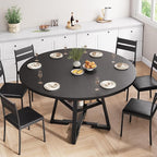 51'' Round Dining Table,Kitchen Dining Room Circle Dinner Pedestal Table,Space Saving Wood Kitchen & Dining Room Furniture (Black, 51In)