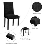 CHUN YI Upholstered Dining Chairs Set of 4, Fabric Dining Room Chairs with Solid Wood Legs, Modern Parson Chairs for Kitchen, Restaurant, Hotel, Black