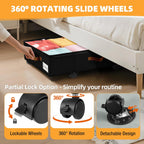 Under Bed Storage with Wheels,Underbed Storage with Sturdy Sidewalls/Bottom, Clear Cover, Label and PU Handle, Rolling Under Bed Drawers for Clothes, Shoes, 6.5 Inch Height,Black, 2 Pack