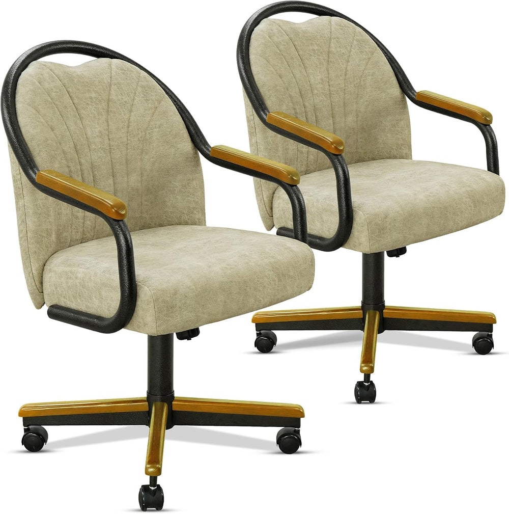 Chromcraft Medina Swivel-Tilt Caster Dining Chair - Chestnut - Stucco -2pc | ...