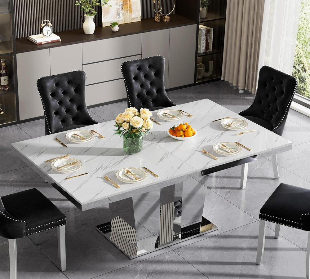 94 inch Extendable Dining Table for 6 8 10, Modern Expandable Kitchen Table w...