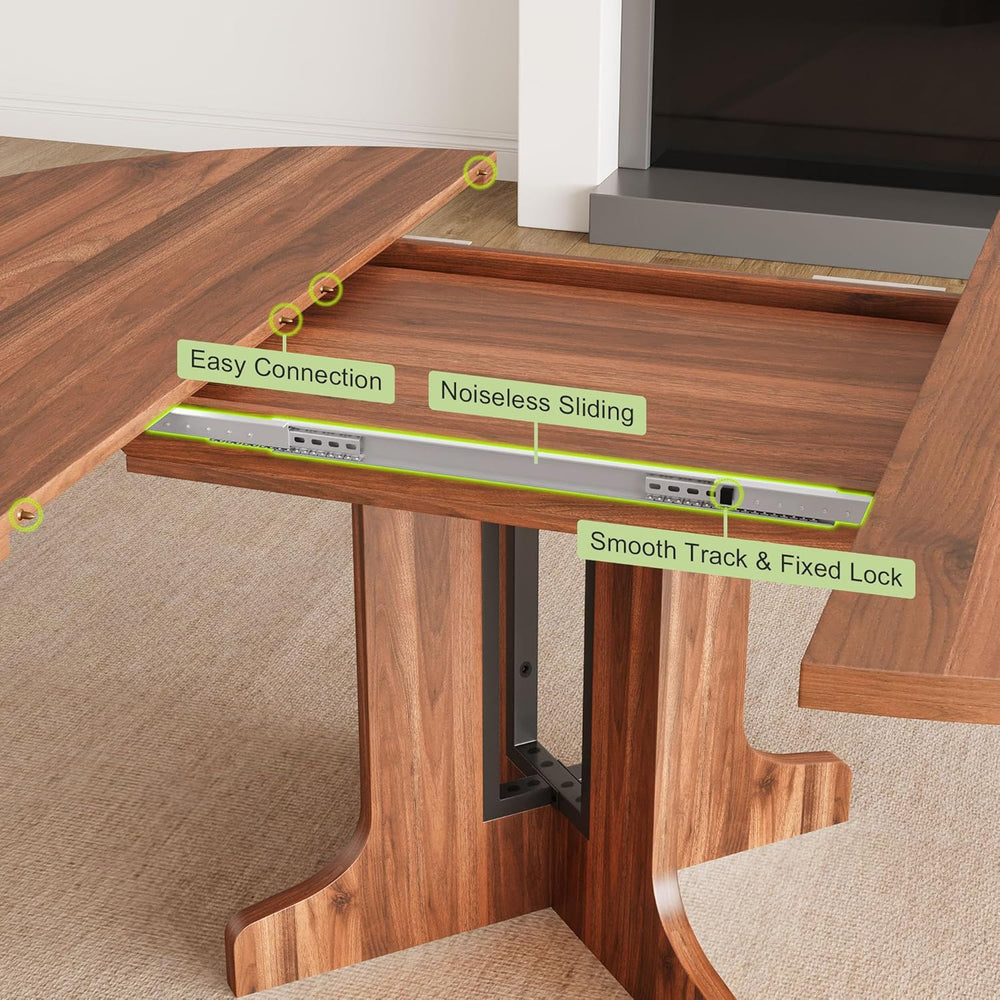 Feonase 59" Round Extendable Dining Room Table for 4-6, Modern Oval Kitc...