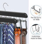 2 Pack Tie Rack & Belt Hanger 2 in 1 Tie Hanger Space Saving Max 42 Belts& 60 Ties Capacity for Closet Organizers and Storage, Sturdy Wood Belt & Tie Collection Organizer