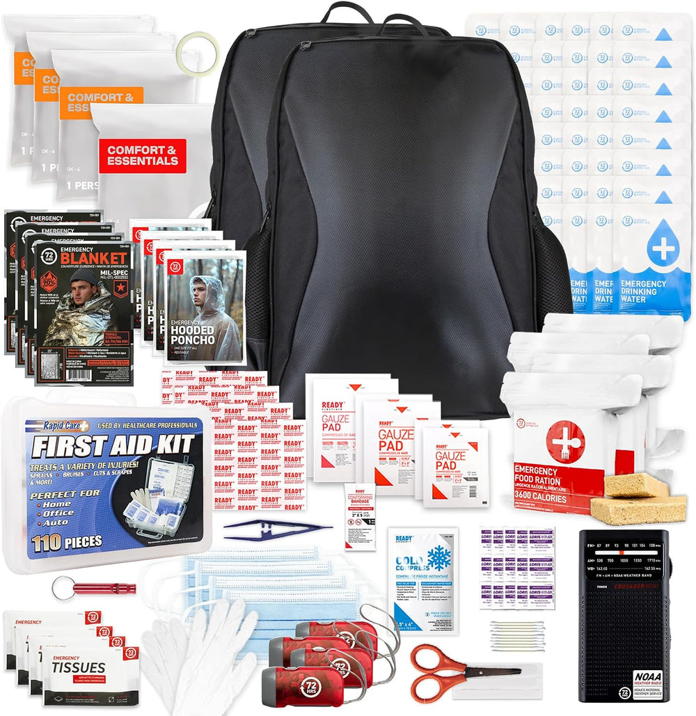 72HRS Essential Emergency Preparedness Kit (Black, 4 Person)