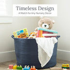 Natemia Large Woven Storage Basket (15" x 15" x 14") - Baby & Toy Organizer, Blanket Basket, Perfect Baby Registry Gift