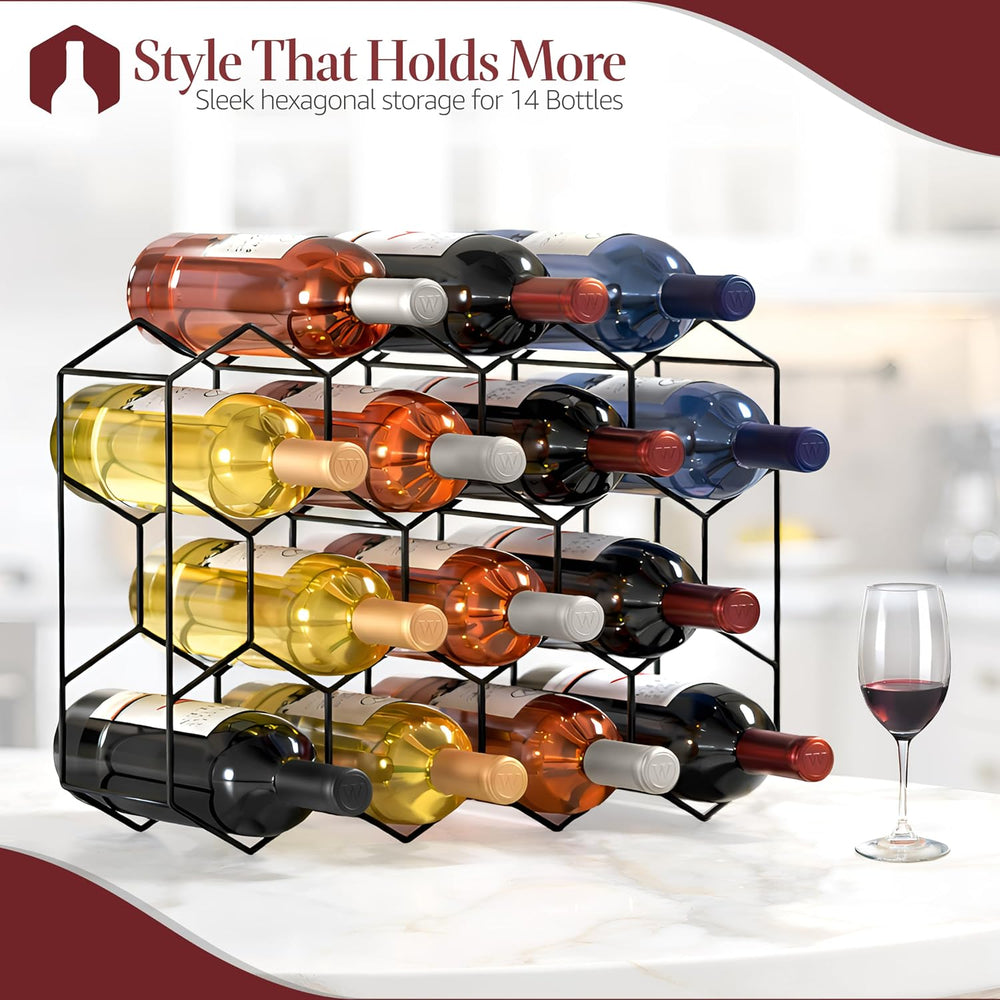 Sorbus Countertop Wine Racks, Stackable Bottle Storage (14 Bottle, Black) | H...