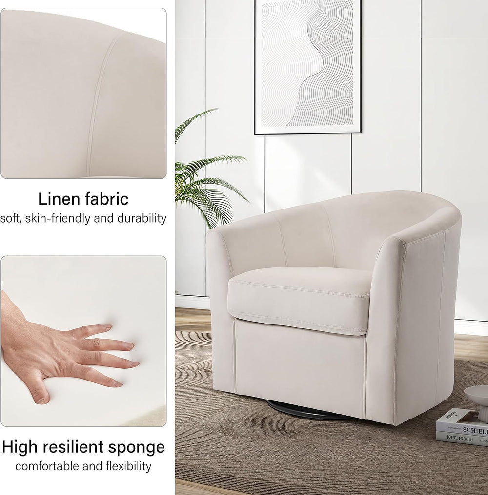 Swivel Accent Chair, Upholstered Velvet Barrel Armchair, Modern Round Single ...
