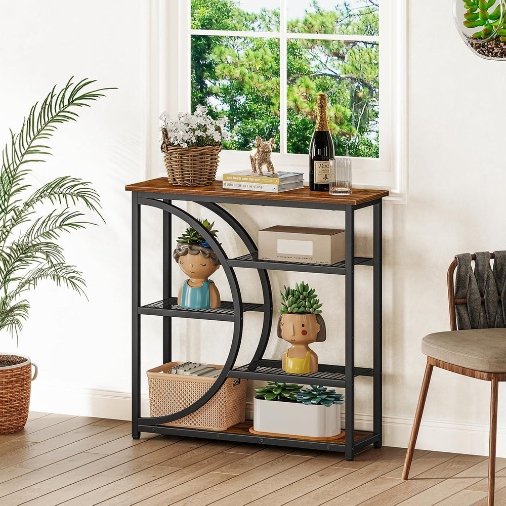 Snughome Entryway Table, Narrow Console Table, Industrial Sofa Table with 5 T...