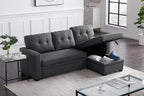 Devion Furniture Maison 4-in-1 Convertible L Shaped Couch with Pull Out Bed and Storage, Sectional Sleeper Sofa with Reversible Chaise for Living Room, Apartment, Bedroom, Office