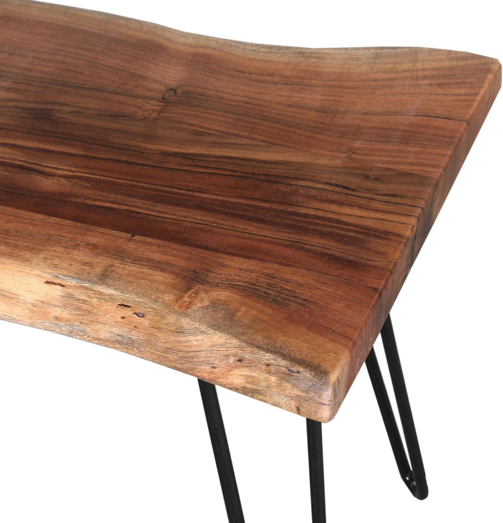 Alaterre Furniture Live Edge Wood Bench with Hairpin Metal Legs - Industrial ...