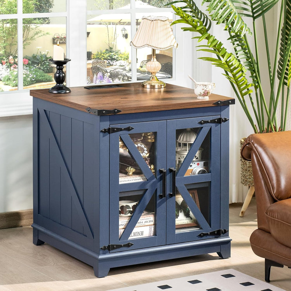Joaxswe Farmhouse Coffee Table Set 3, End Table and Coffee Table | Blue 24...