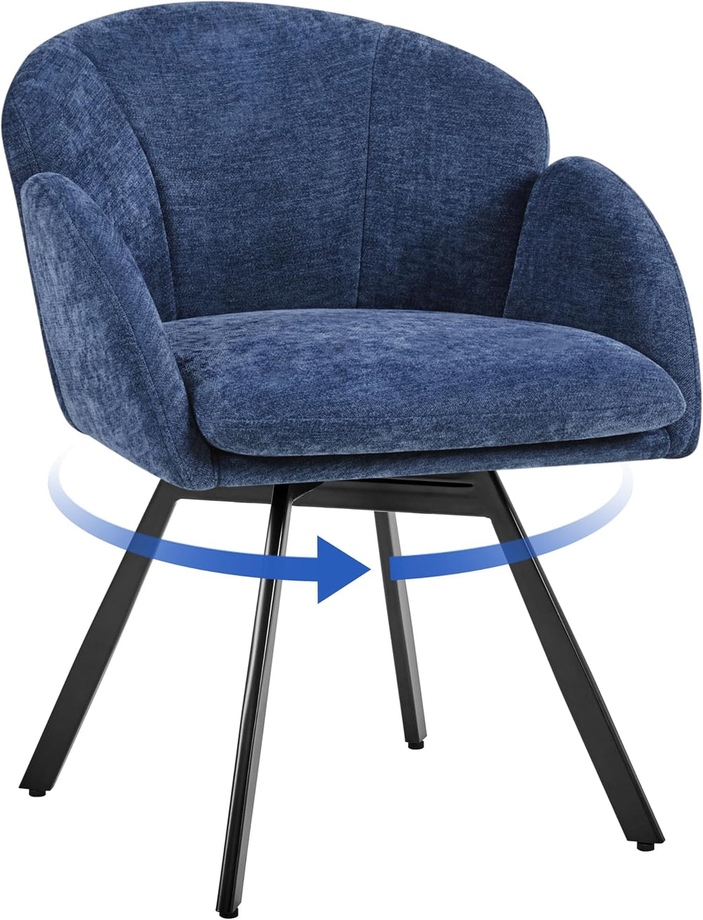 Yaheetech Swivel Accent Chair, Vanity Chair no Wheels, Blue | Chenille Desk C...