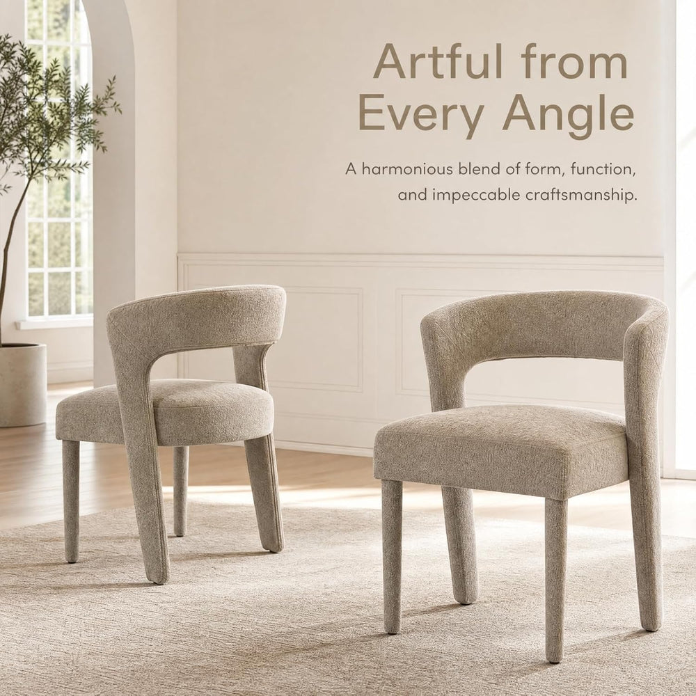 Mid-Century Upholstered Dining Chairs Set of 6, Modern Chenille Barrel Dining...