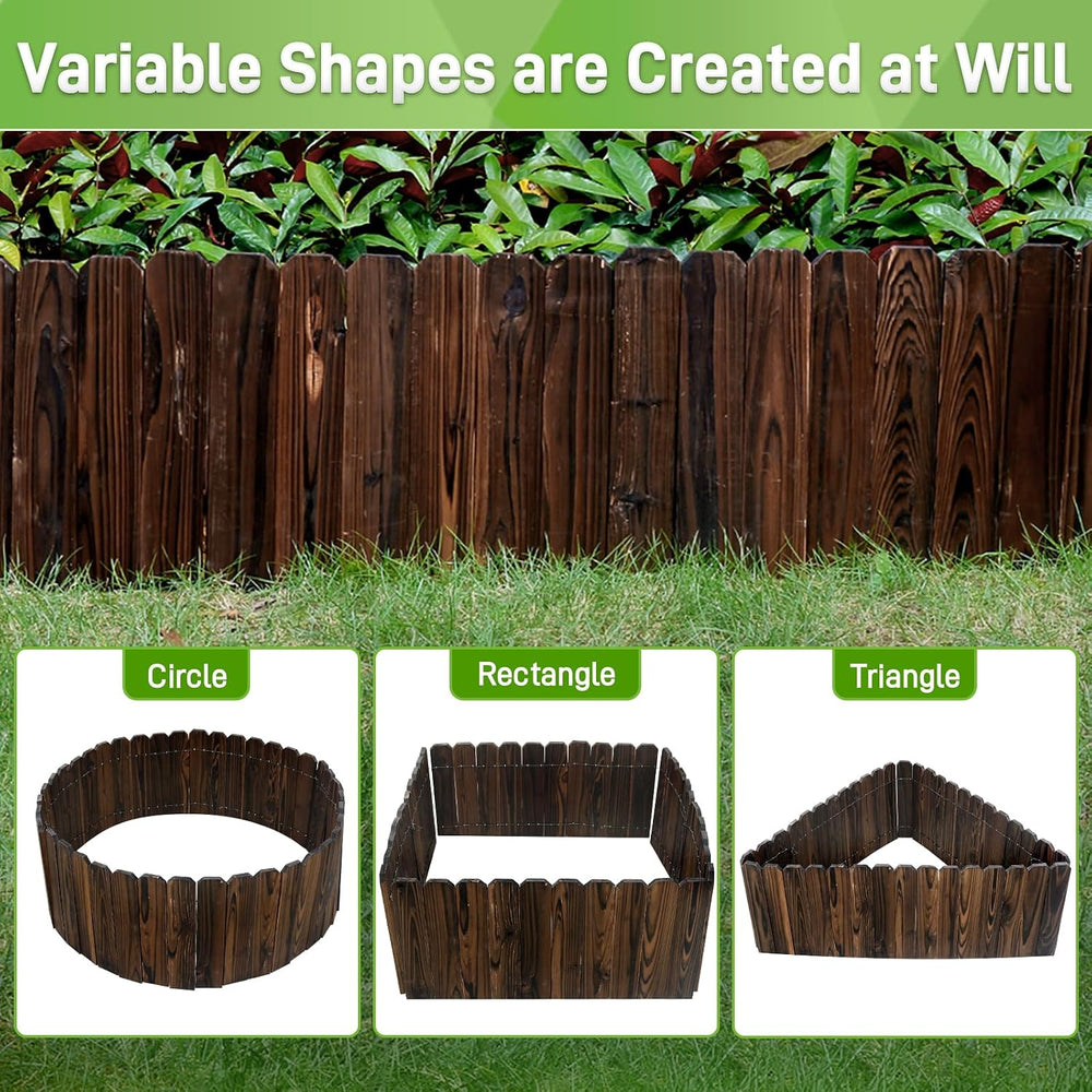 Mulctun Wood Garden Edging - 11.8" H X 47" L Sturdy Wooden Landscap...