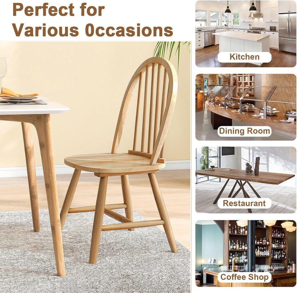 18" Oak Dining Chairs Set of 2, Wood Windsor Chair with Spindle Back for...