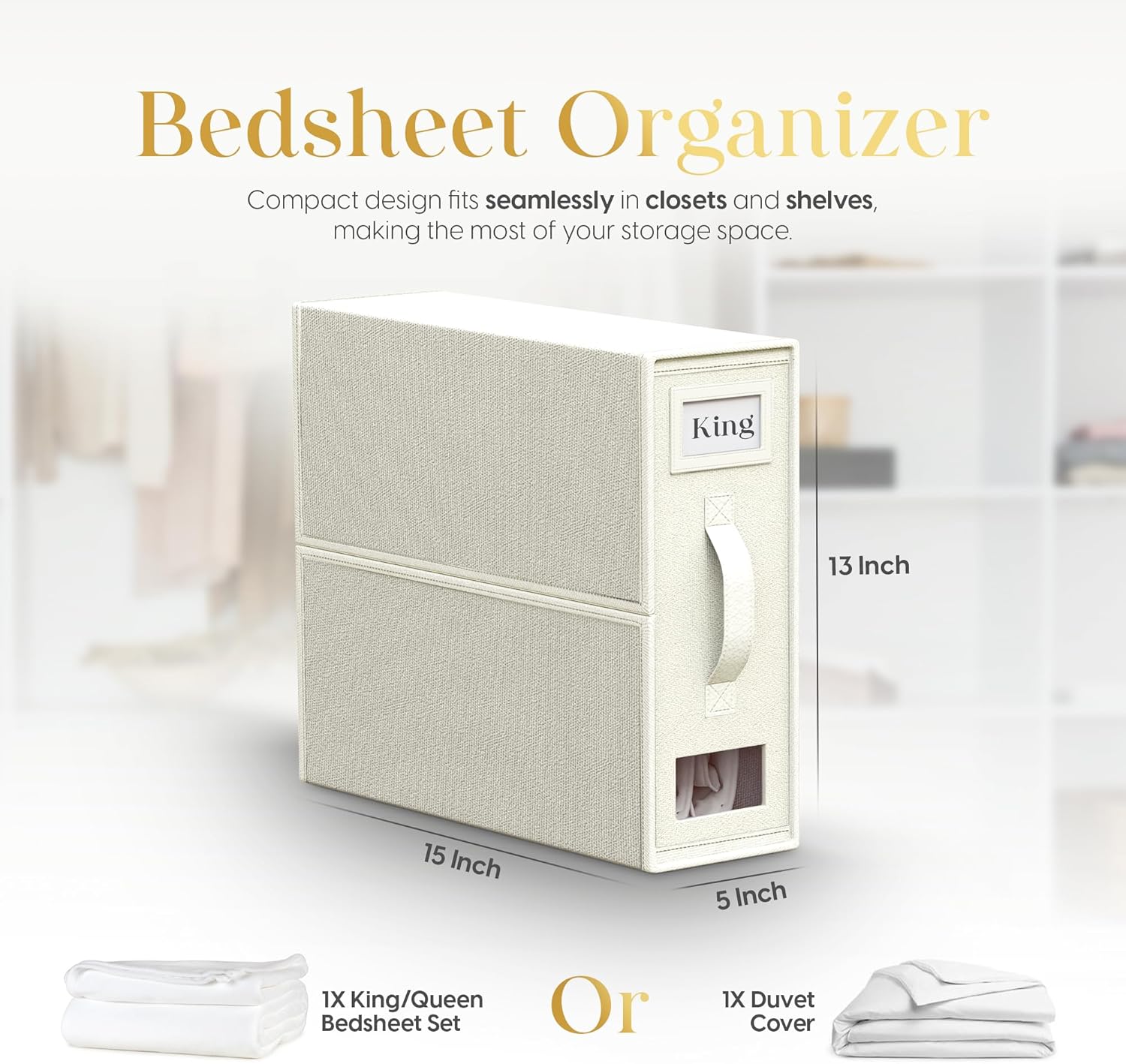 Sheet Organizers and Storage – 4 Pack Bed Sheet Organizer for Queen & King Size, Foldable Linen Closet Storage for Bedding, Duvet Covers, and Pillowcases