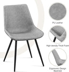 Yaheetech Dining Chairs Set of 6 Modern Upholstered Dining Room Chairs with Faux Leather Seat and Metal Legs for Home, Kitchen, Armless Design, Gray