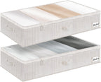 StorageWorks Large Under Bed Storage Containers with Handles and Label Holder, 2 Pack Ultra-thick Fabric Underbed Bins, Closet Organizer for Clothes, Blankets, Sweater
